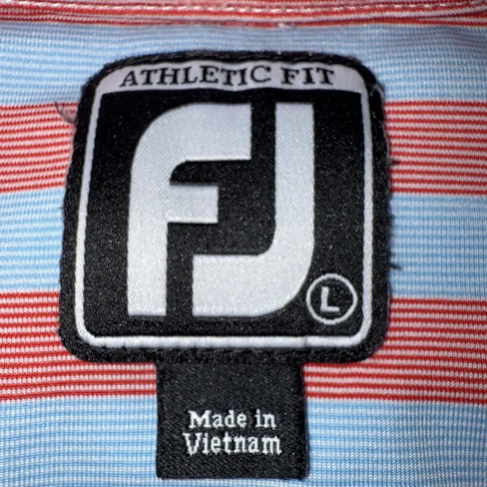 Footjoy Polo Men Performance Golf Blue Hills Country Club KC Logo Sz‎ L (Read)